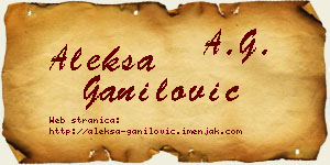 Aleksa Ganilović vizit kartica